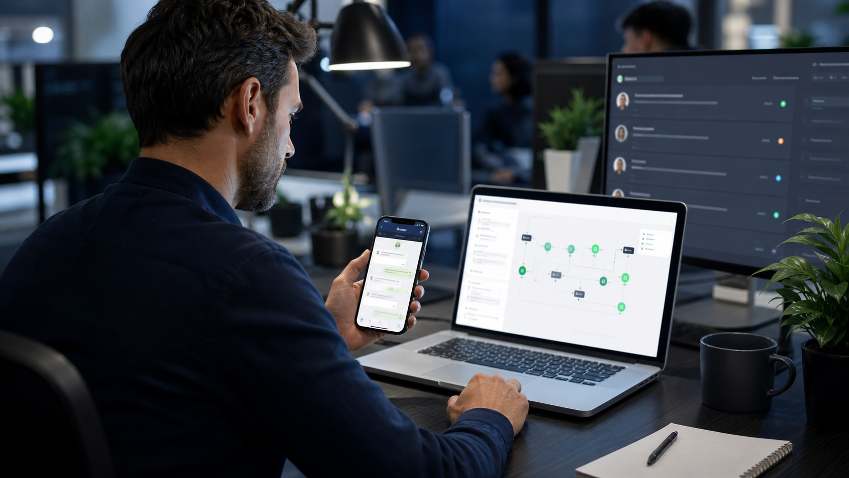 Responsable du service client pilotant une conversation WhatsApp et un parcours de supervision